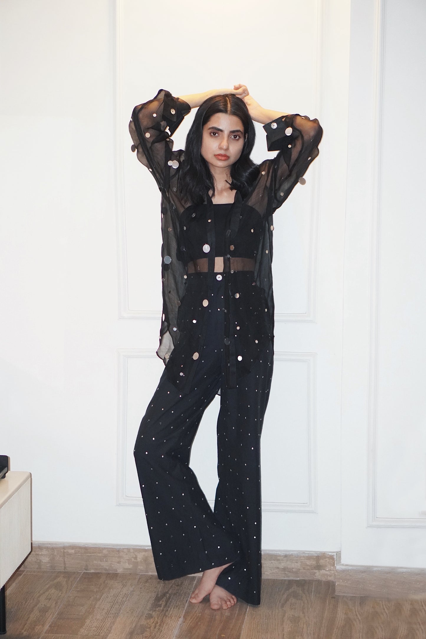 Charcoal Safar Organza Shirt