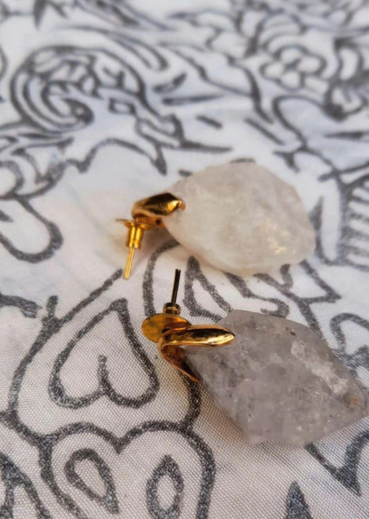 Drop Earrings (Small) Metal and Stone